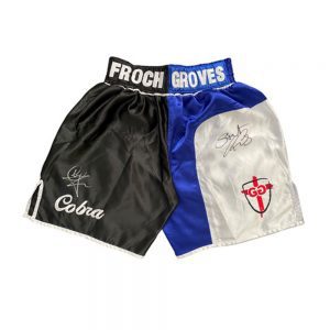 Carl Froch and George Groves signed boxing shorts