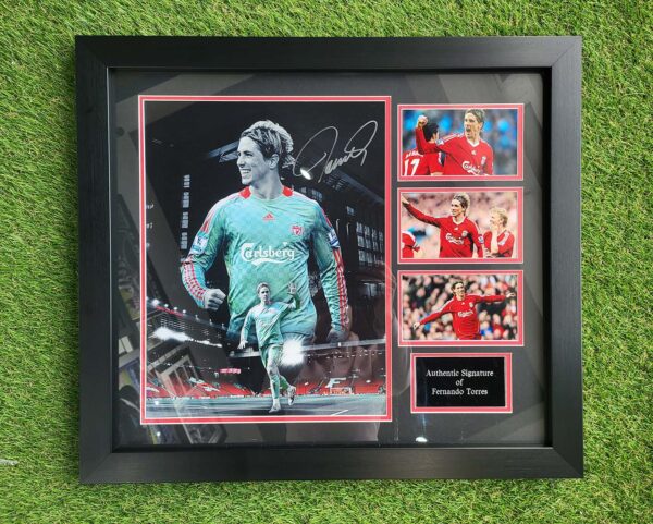 Beautiful signed and framed mount of Liverpool legend Fernando Torres