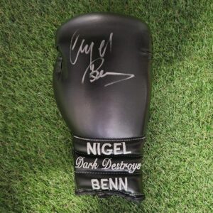 Signed Nigel Benn signed black boxing glove