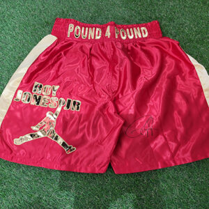Roy Jones Jr signed red boxing shorts