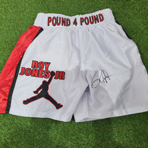 Roy Jones Jr signed white boxing shorts