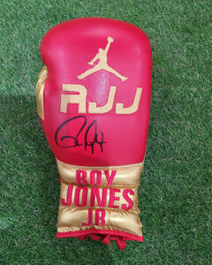 Roy Jones Jr signed red boxing glove