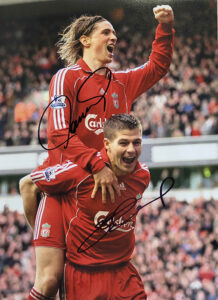 Torres and Gerrard celebration dual signed 16x12 photo