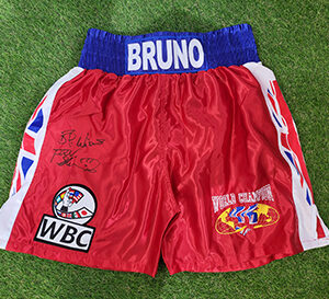 Signed Frank Bruno Shorts Red