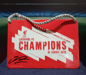 Signed Jordan Henderson Metal Champions 2019 Sign 6.5x4.5cm