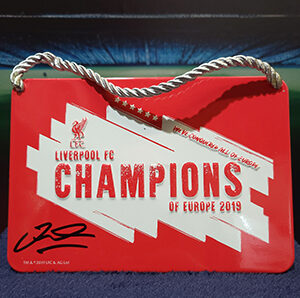 Signed Jordan Henderson Metal Champions 2019 Sign 6.5x4.5cm