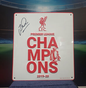 Signed Jordan Henderson Metal Champions 2019 Sign 9x10cm