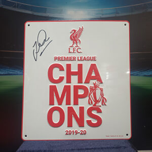 Signed Jordan Henderson Metal Champions 2019 Sign 9x10cm