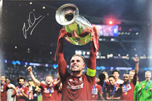 Signed Jordan Henderson with UCL 12x8 Photo