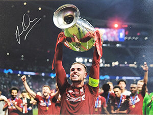 Signed Jordan Henderson with UCL 12x8 Photo